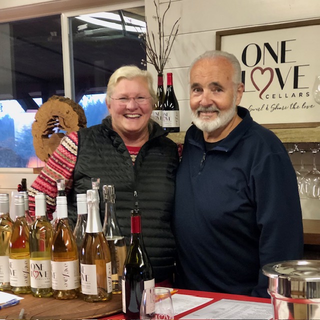Owners Sue and Gary in the Tasting Room at One Love Cellars