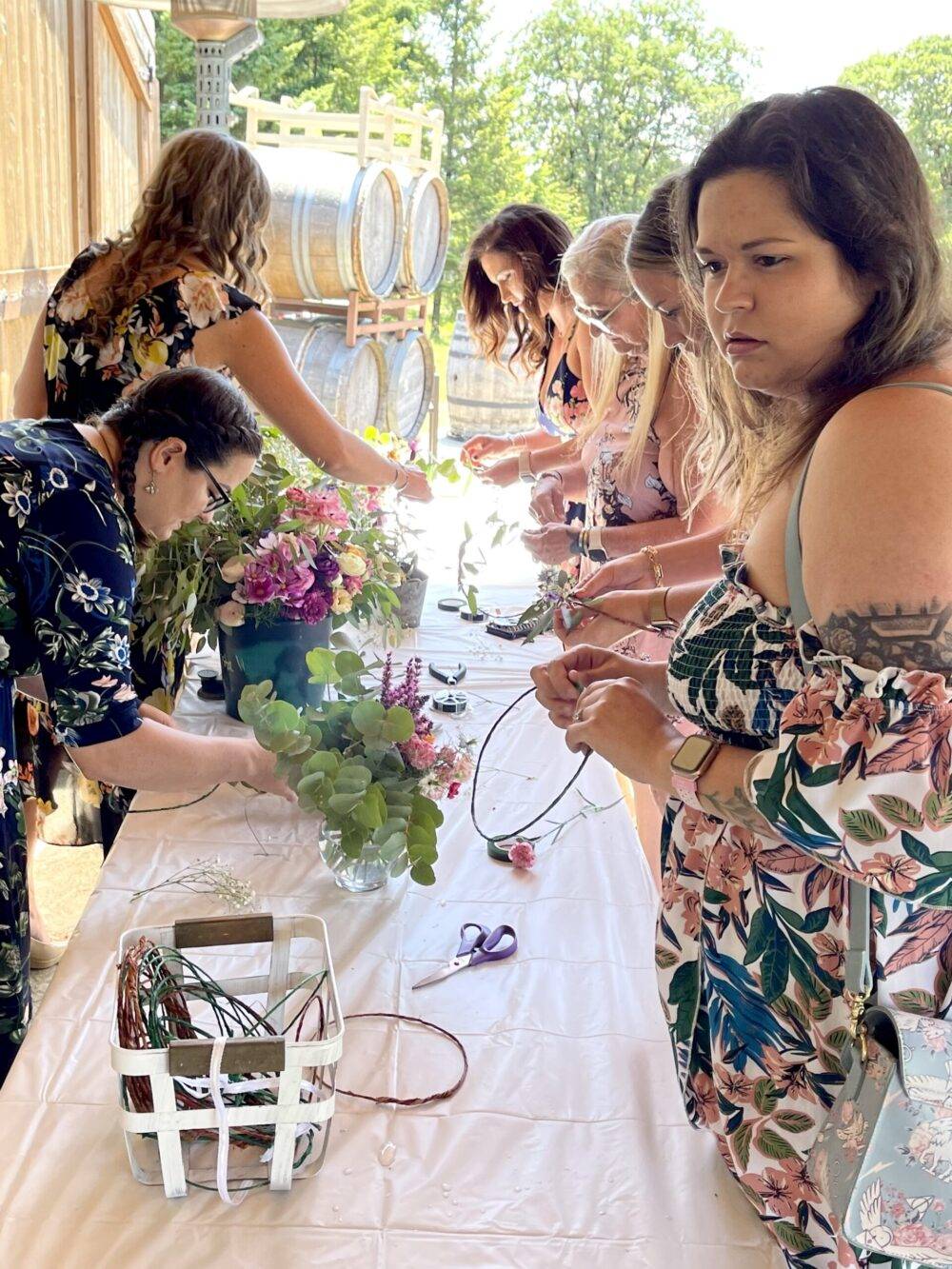 Women at a bridal shower at a winery